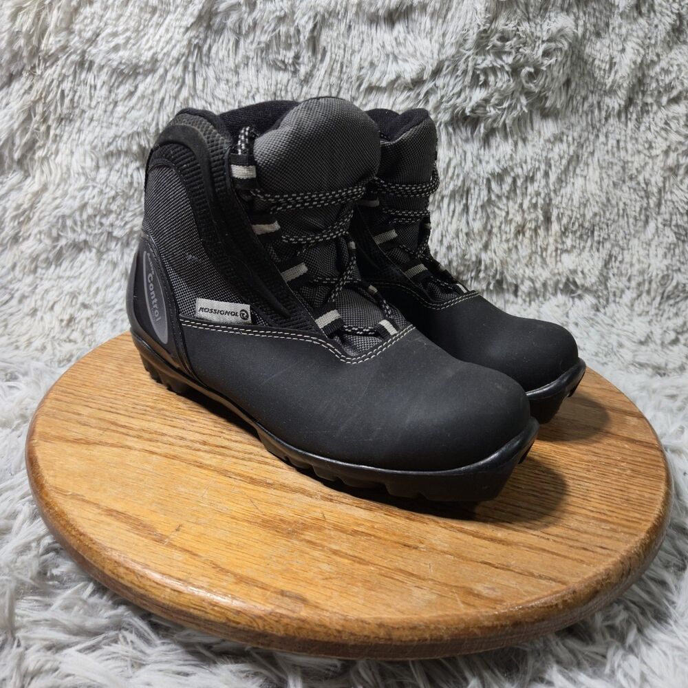 Rossignol Black Cross Country Ski Boots Mens Size 6.5 Women Size 8 Lace Up Boots